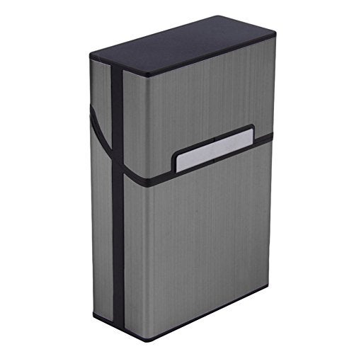 ReNext Brushed Aluminum Cigarette Case, Hard Box and Holder with Solid Magnetic Flip Top Closure (King Size) (Slate Grey) - Image 1