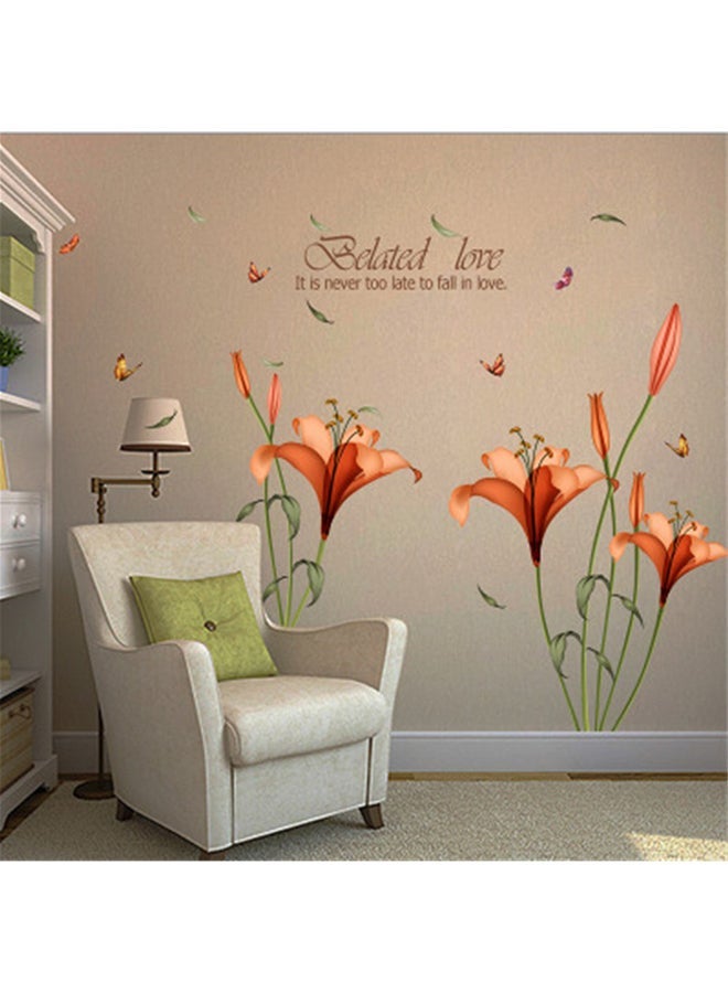 NIBEMINENT Lily Flower Wall Decoration Sticker Orange/Green - Image 2