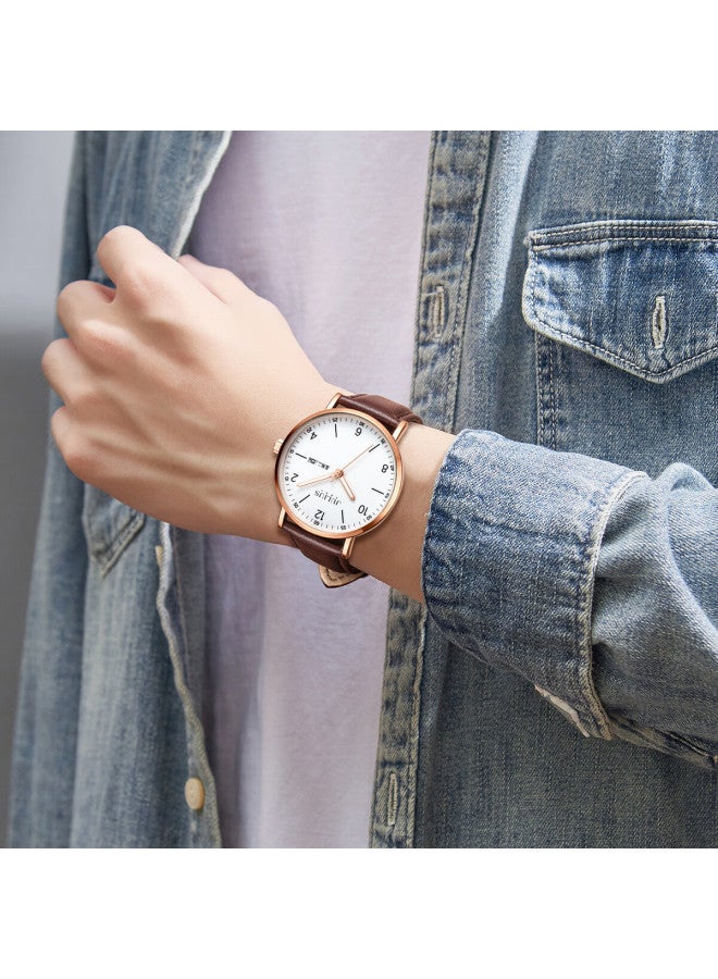 Julius Men's Watch New Model For Middle And High School Students Exam Calendar Quartz Brown Strap White Dial Ja-1516mc - Image 4