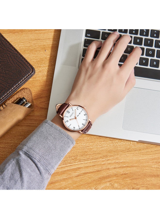 Julius Men's Watch New Model For Middle And High School Students Exam Calendar Quartz Brown Strap White Dial Ja-1516mc - Image 5
