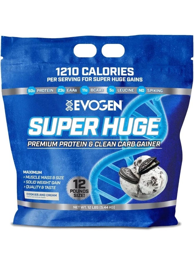 Evogen Nutrition بسكويت كوكز وكريم سوبر هيوج بريميوم بروتين وكارب غاينر 5.4 كجم - Image 1