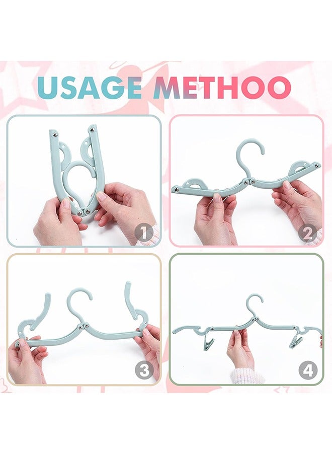 12Pcs Collapsible Clothes Hangers, Plastic Portable Folding Clothes Hangers, Coat Hanger Travel Drying Rack, Travel Accessories for Outdoors Activities Travel at Home Four Colors - Image 4