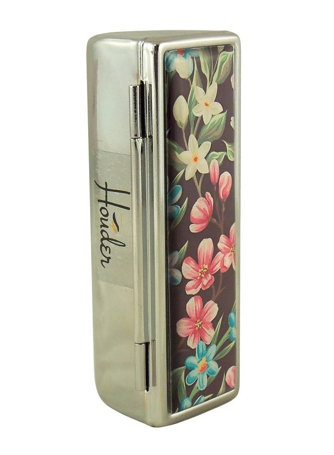 Houder Designer Lipstick Case with Mirror for Purse - Decorative Lipstick Holder with Gift Box - Velvet Lined - Protect Your Lipsticks in Style (Tropical Flowers) - Image 3