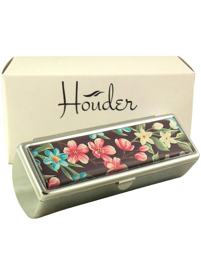 Houder Designer Lipstick Case with Mirror for Purse - Decorative Lipstick Holder with Gift Box - Velvet Lined - Protect Your Lipsticks in Style (Tropical Flowers) - Image 2