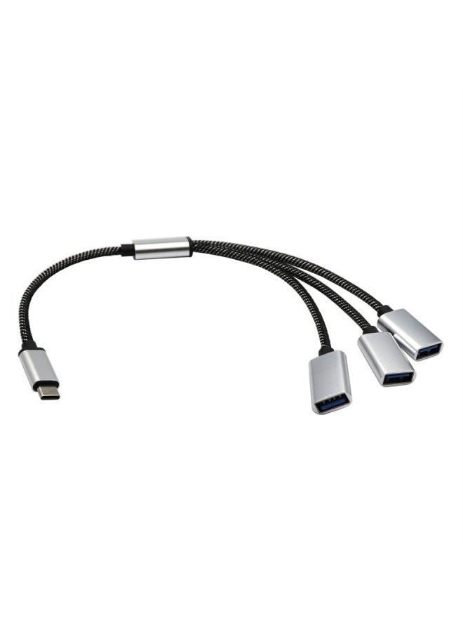 7-port Usb 3.0 Hub High-speed Data Transfer Durable Aluminum Alloy Shell Multiple Protection Modes For Desktop Laptop-Number Of Interfaces:TYPE-C Interface One Drag Three  - Image 1
