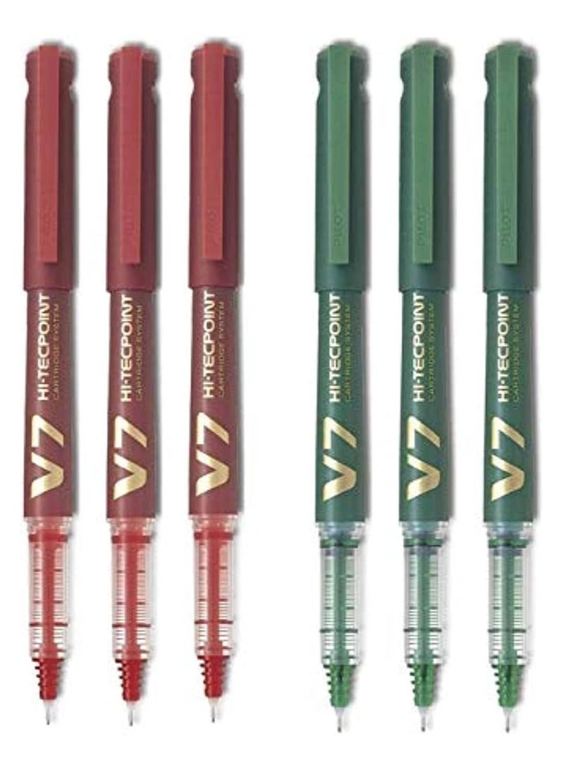 بايلوت قلم بايلوت v7 هاي تيك بوينت ذو الكرة الدوارة (أحمر 3 وأخضر 3) - Image 1