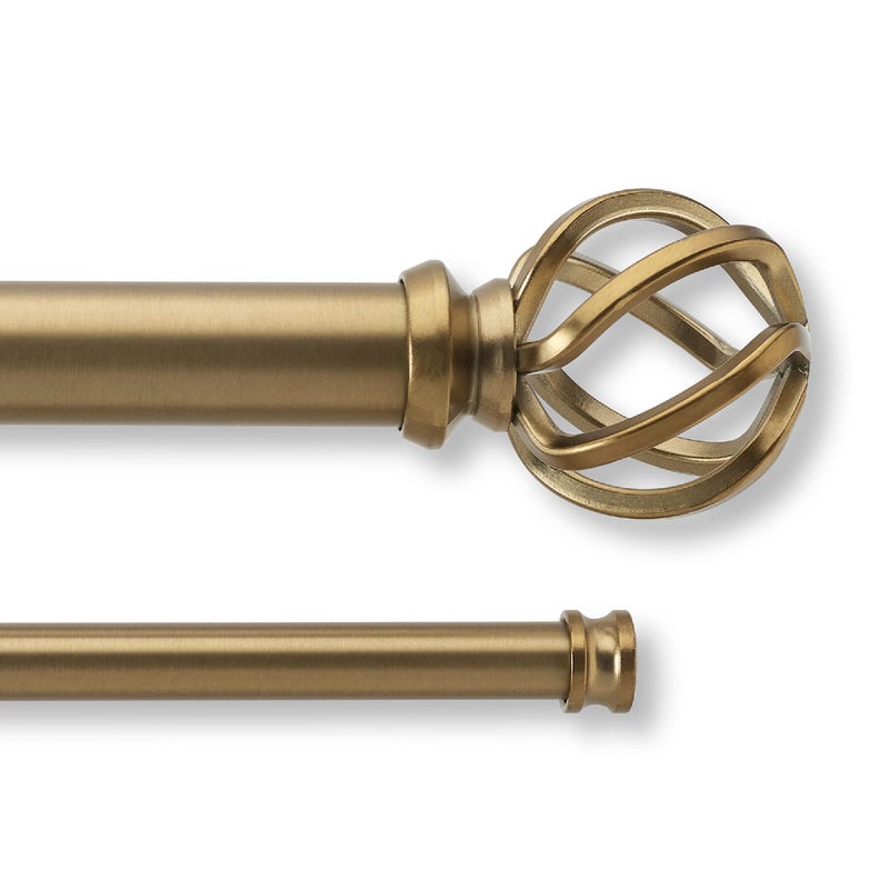 MODE Premium Collection Double Curtain Rod Set with Birdcage Finials 36 to 72 in Warm Gold