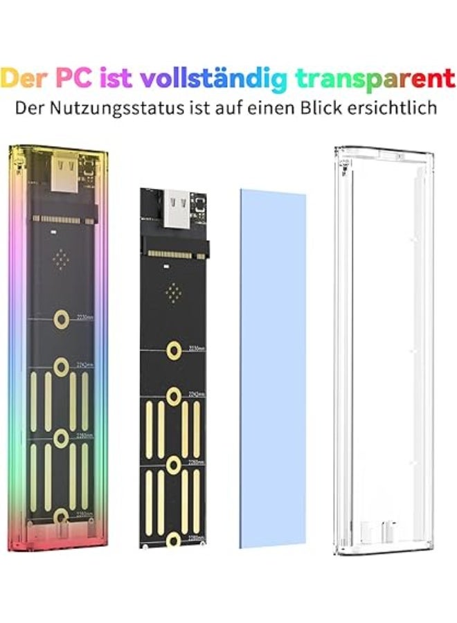 علبة شفافة لـ M.2 NVMe SSD مع أضواء LED ملونة – تصميم أنيق وسهل التركيب لوحدة التخزين - Image 2