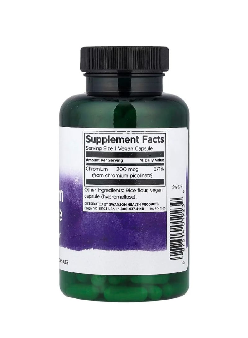 سوانسون بيكولينات الكروم 200 ميكروغرام 200 كبسولة نباتية - Image 2
