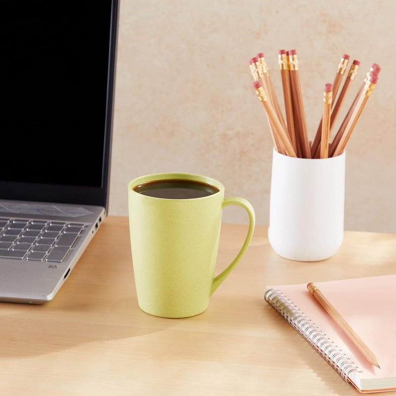 Okuna Outpost 6Pack 12oz Wheat Straw Mugs Dishwasher Safe Unbreakable Coffee Mug Set with Handles Reusable Plastic Mug for Coffee Tea Milk Warm Beverages 3 Colors 4x3x4 in - Image 5