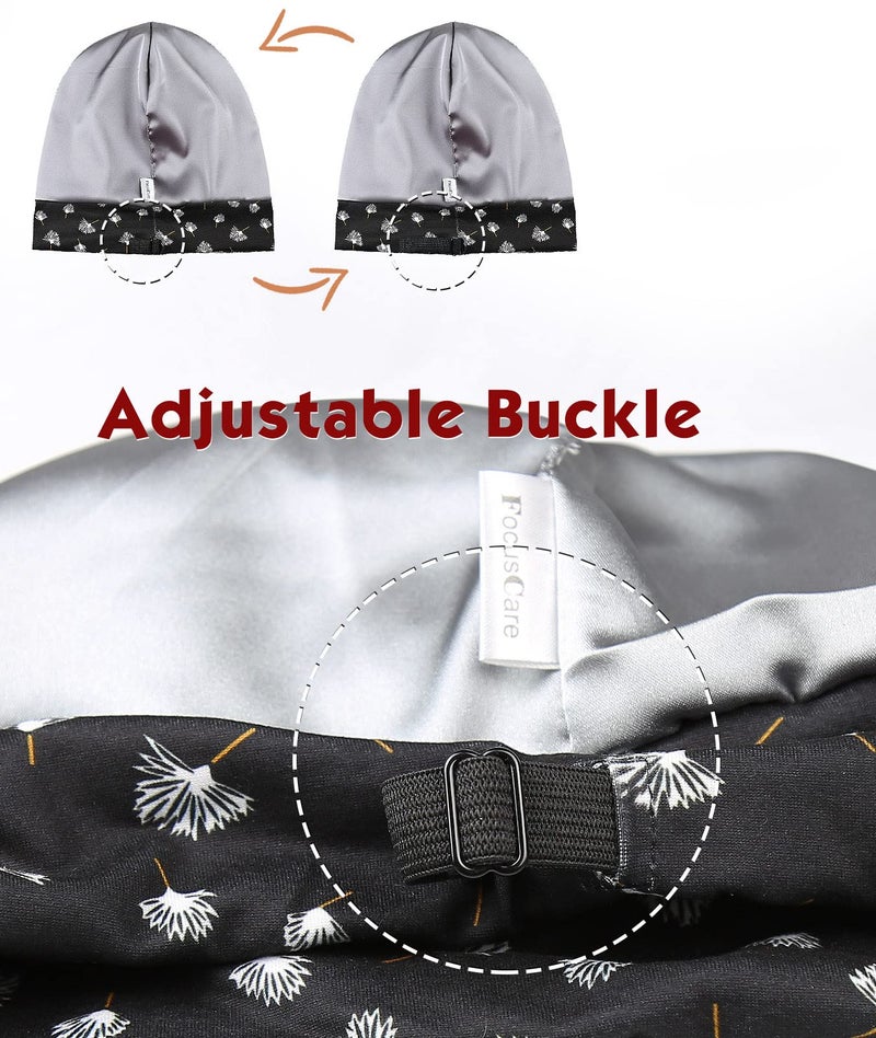 FocusCare Satin Lined Sleep Cap for Long Hair Women Casual Slouchy Beanie Wig Headwear Black Brown - Image 3