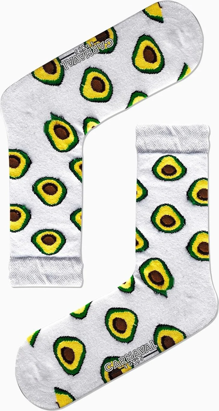 Carnaval Socks White Avocado Patterned Colorful Socks