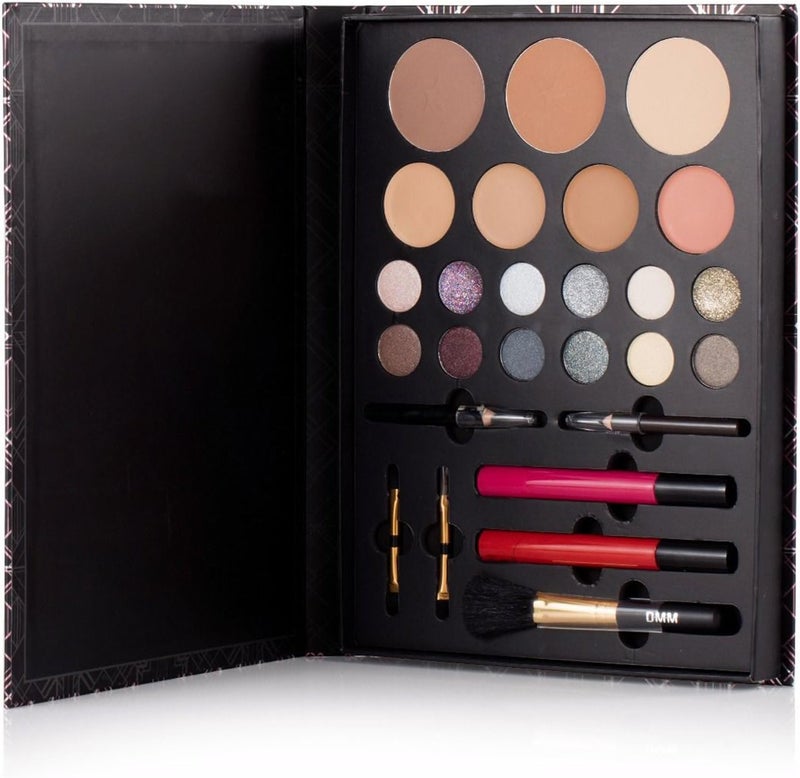 DMM Impeccable Set Day Nighttime Look Makeup with Eye Shadow Body Glitter Liner Lip Gloss Face Powder Concealer Brush