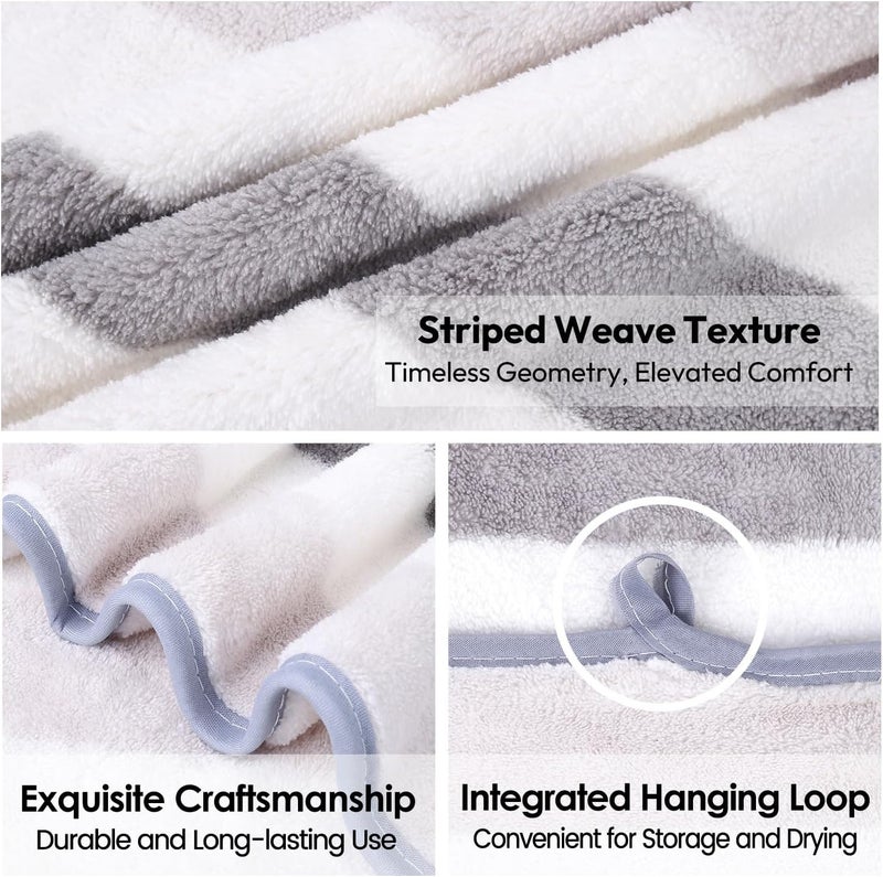 JML Microfiber Bath Towels, Bath Towel 2 Pack(30" x 60"), Oversized, Soft, Super Absorbent and Fast Drying, Multipurpose Use for Sports, Fitness, Yoga, Cabana Stripe Grey - Image 3