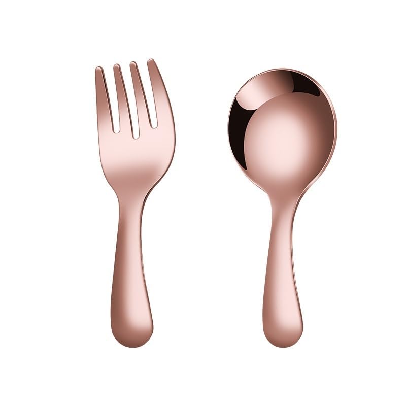 16 Piece Rose Gold Stainless Steel Flatware Set Short Handle Spoons Forks Tableware - Image 2