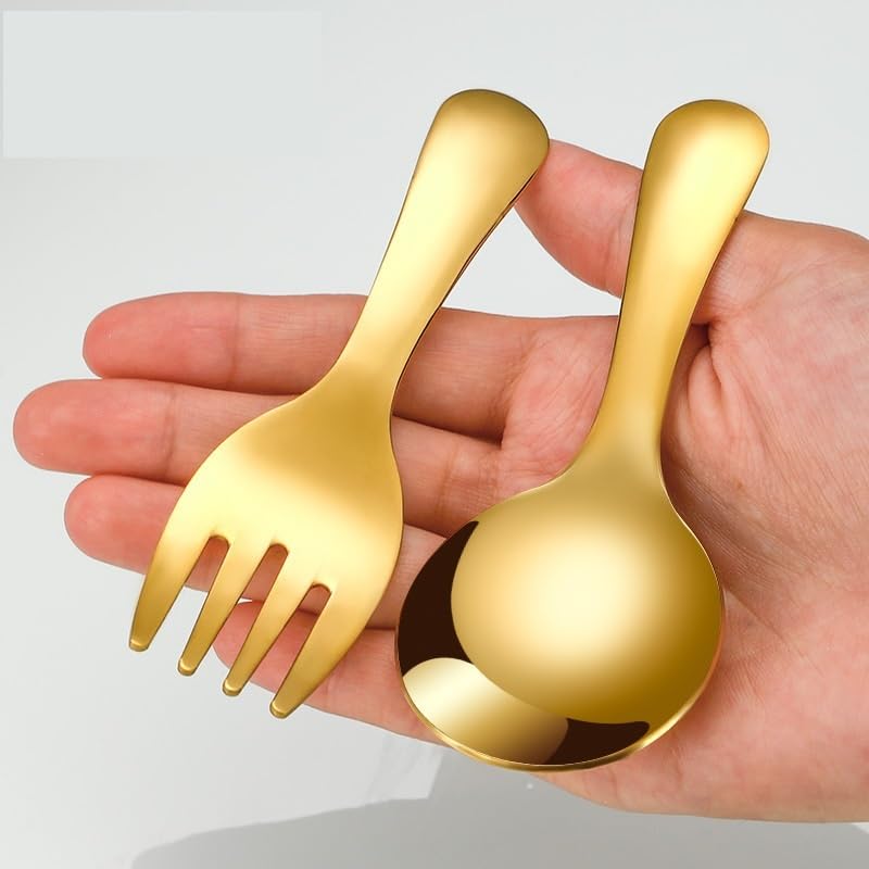 16 Piece Rose Gold Stainless Steel Flatware Set Short Handle Spoons Forks Tableware - Image 5