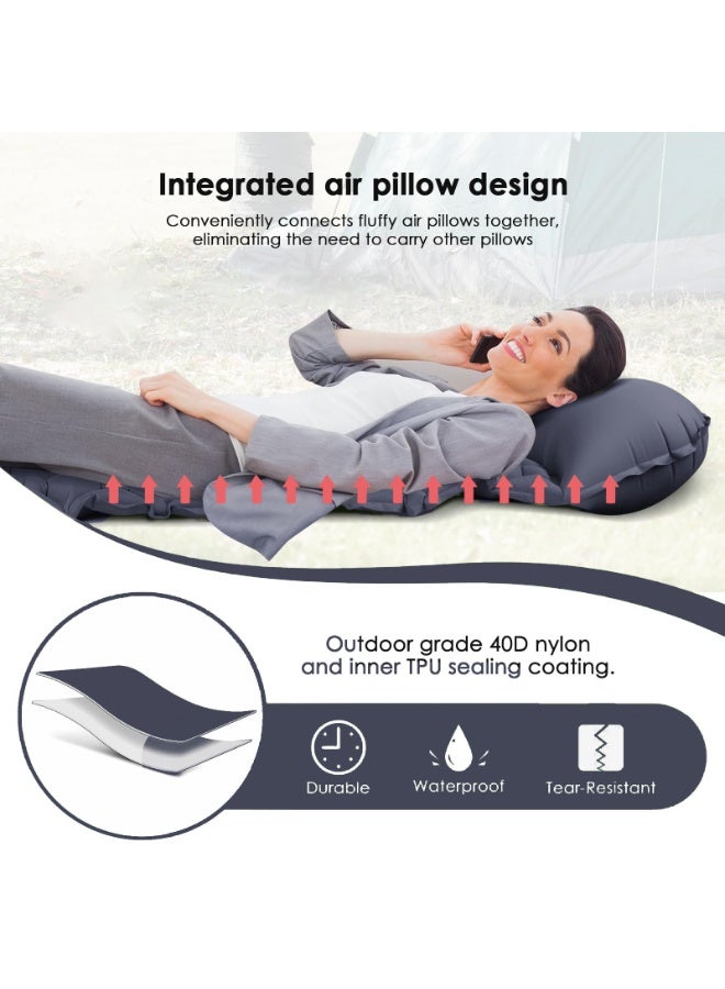 Teranorix Ultralight Single Camping Inflatable Mattress | Built-in Foot Pedal Air Pump and U-Shaped Pillow | 50D Nylon TPU Waterproof Sleeping Mattress | Suitable for Backpacking, Hiking, and Tent Camping (Navy Blue) - Image 3