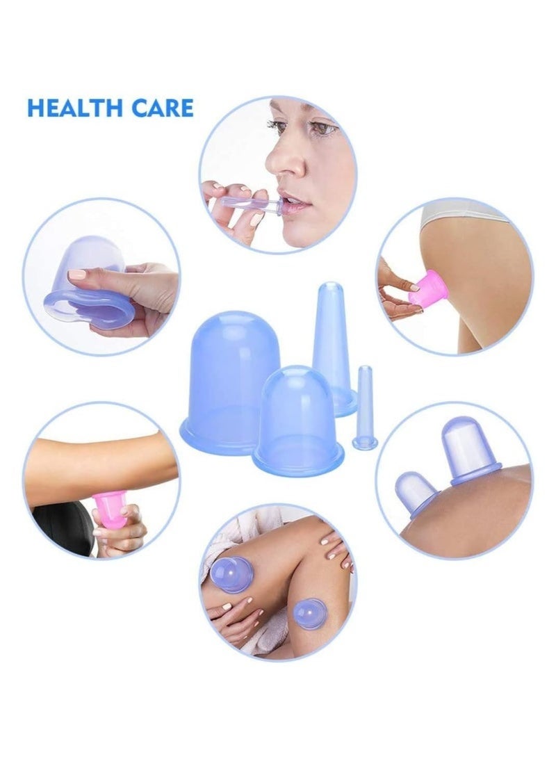 مجموعة العلاج بالحجامة سيليكون، مجموعة العلاج بالحجامة العائلية لعلاج السيلوليت والرقبة والوجه والجسم (طقم من 4 قطع) - Image 5