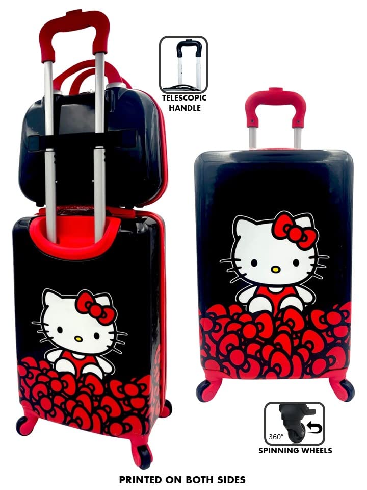 Fast Forward Kidâ€™s Licensed Hard-Side 20â€ Spinner Lightweight Luggage Carry-On Suitcase and Beauty Case Set (Hello Kitty), Multicolored - Image 4