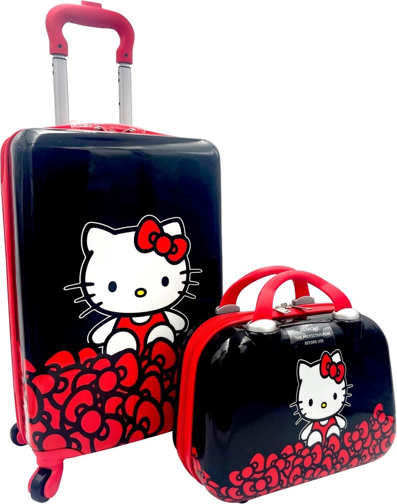 Fast Forward Kidâ€™s Licensed Hard-Side 20â€ Spinner Lightweight Luggage Carry-On Suitcase and Beauty Case Set (Hello Kitty), Multicolored - Image 1