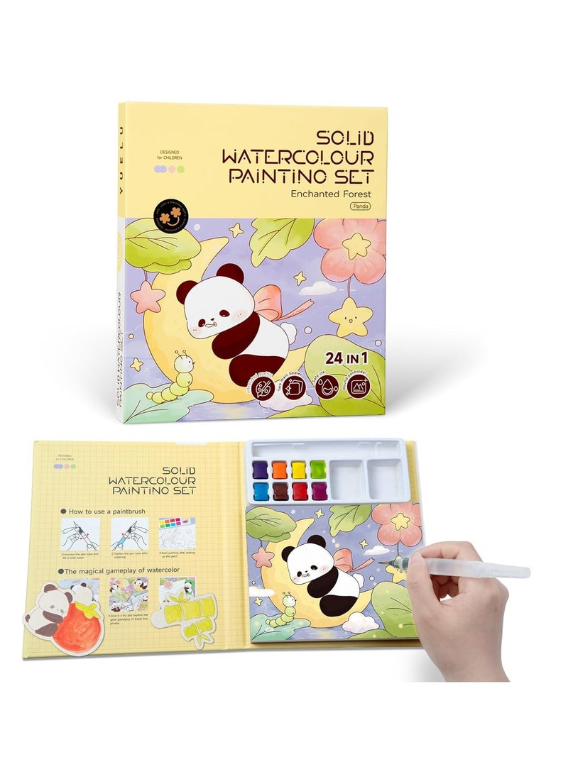 KASTWAVE Watercolor Painting Book, Paint with Water Coloring Books for Toddlers, Pocket Watercolor Painting Book, Mess Free Kids Watercolor Painting Activity Kit, Panda Travel Paint Watercolor Coloring Book - Image 1