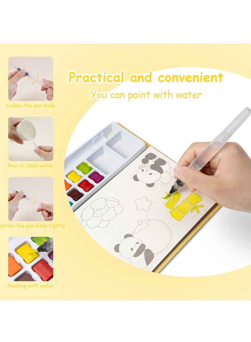 KASTWAVE Watercolor Painting Book, Paint with Water Coloring Books for Toddlers, Pocket Watercolor Painting Book, Mess Free Kids Watercolor Painting Activity Kit, Panda Travel Paint Watercolor Coloring Book - Image 2