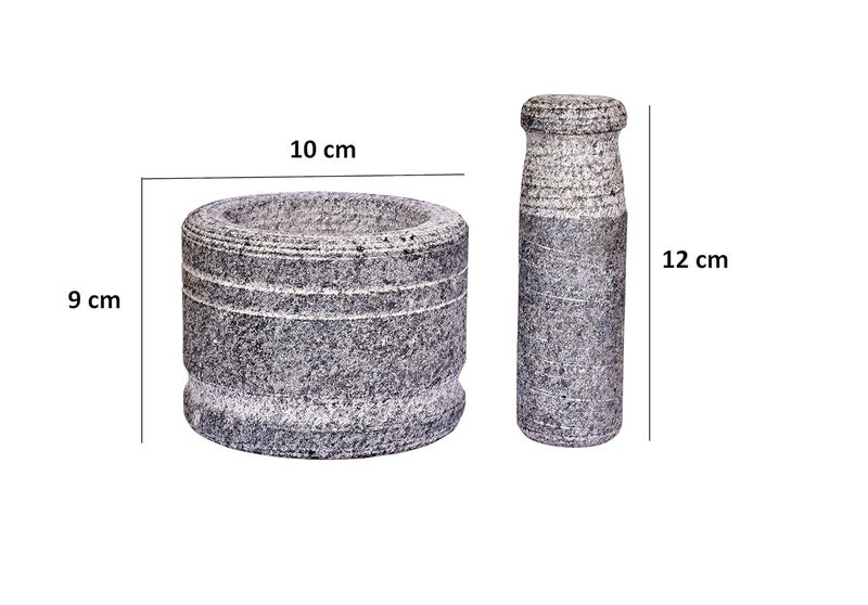 EZAHK Mortar and Pestle Set for Spices Okhli Masher Khalbatta Kharal Mixer Natural Traditional Grinder and Musal Well Design for Kitchen Home Herb 4 in - Image 3