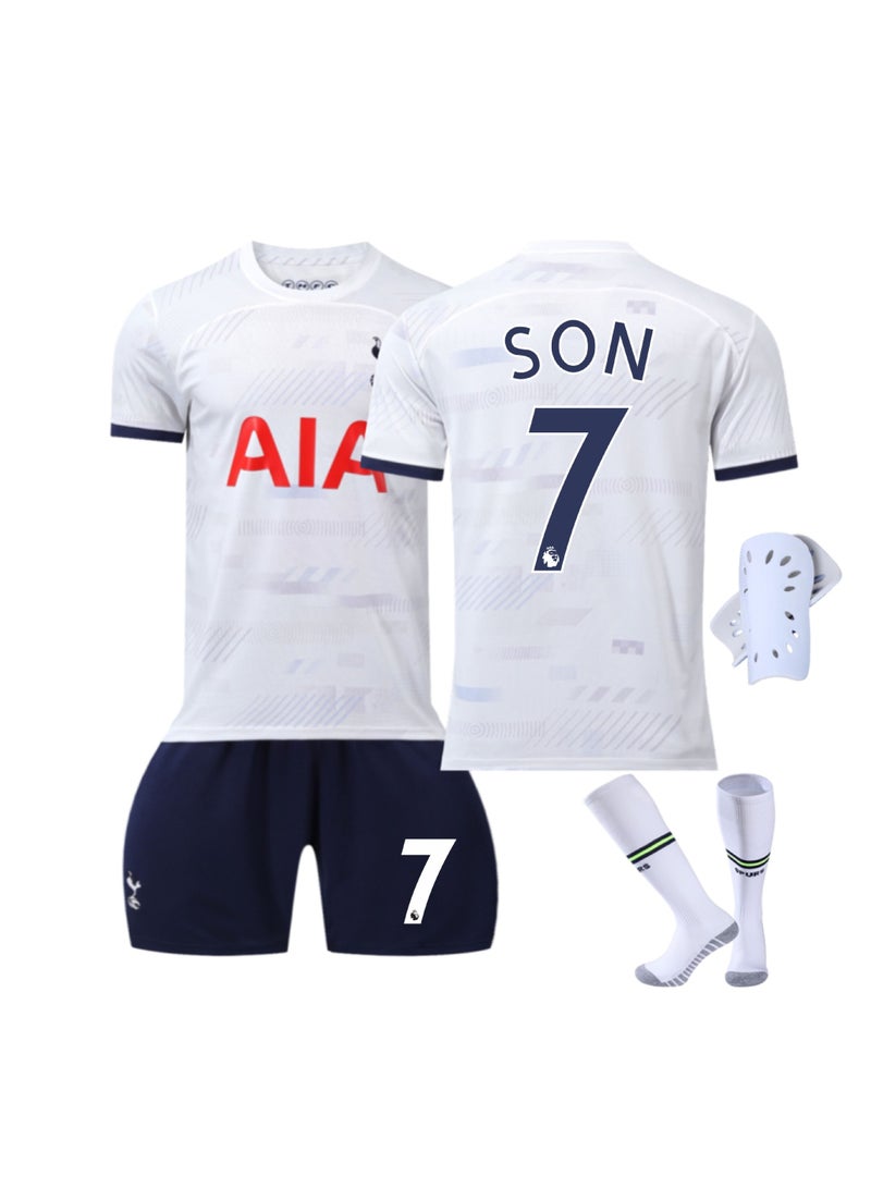 SKT Shiketro Youth And Adult 4-Piece Set Tottenham No. 7 New Outdoor Football Sportswear, Boys Jersey, Football Training T-shirt, Shorts And Socks Knee Pads  - Image 1
