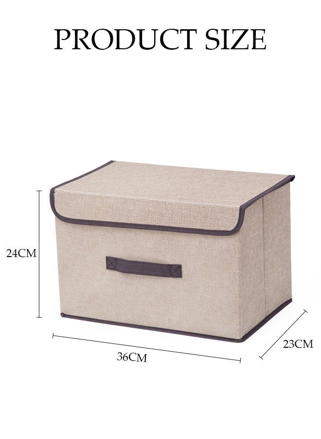 DUNISO 5pcs Wardrobe Clothes Organizer Cubes with Lids Foldable Fabric Decorative Storage Box Bins Organizer Containers Baskets with Cover Handles Divider for Bedroom Closet Living Room - Image 2