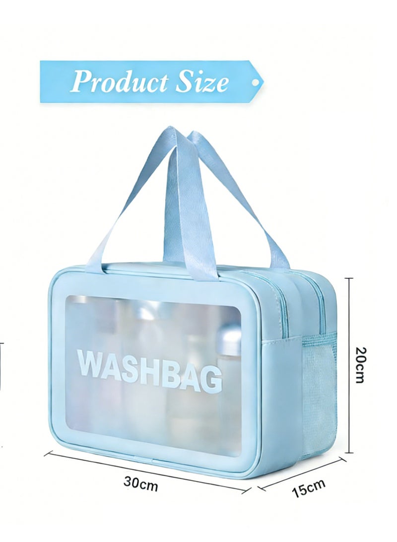 Bincoo Travel Makeup Bag, Toiletry Organizer Accessories, Cosmetic Waterproof Double Layer, Large Toiletry Bag With Handle and Zipper for Women  and Girls, Blue - Image 5