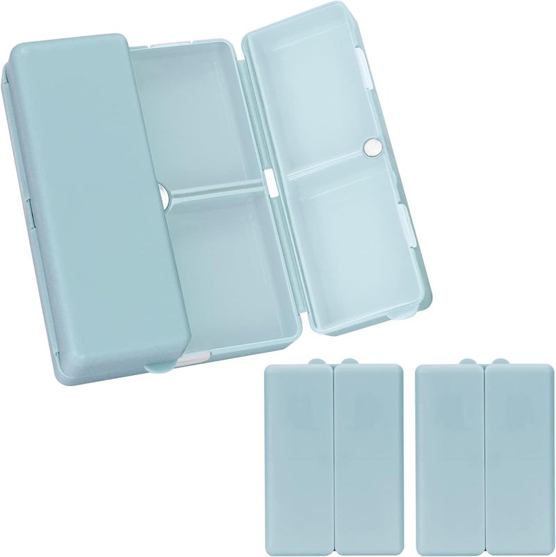 FYY Daily Pill Organizer,2 Pcs 7 Compartments Portable Pill Case Travel Pill Organizer,[Folding Design] Pill Box for Purse Pocket to Hold Vitamins,Cod Liver Oil,Supplements and Medication-Blue - Image 1