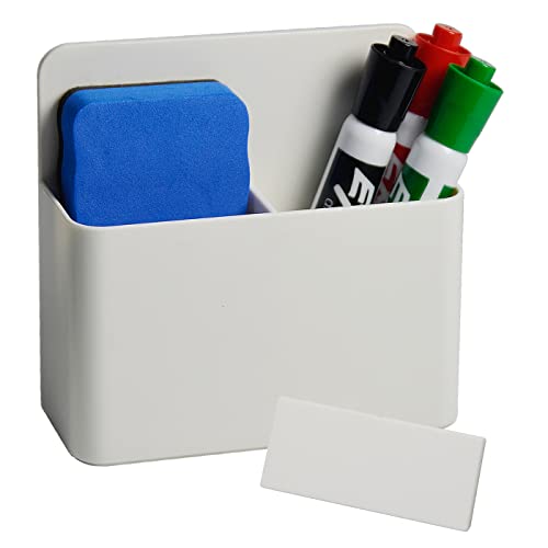 EODVICS Magnetic Dry Erase Marker Holder, Strong Magnetic Back, Marker Holder for Whiteboard and Fridge, School, Office, Home (White) - Image 1