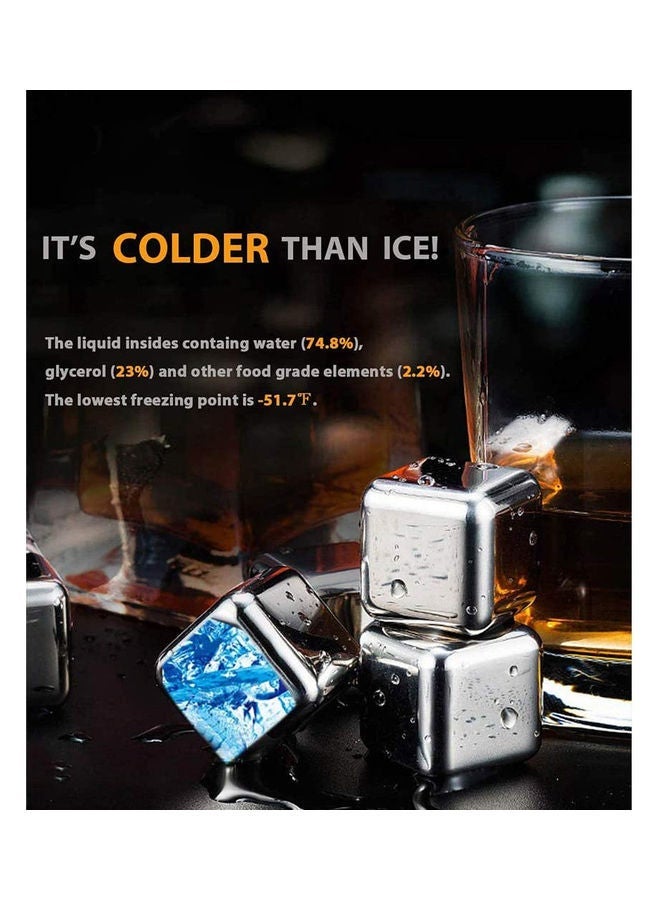 NIBEMINENT Stainless Steel Ice Cubes Chilling Stones with Tongs and Freezer Storage Tray silver 370grams - Image 4