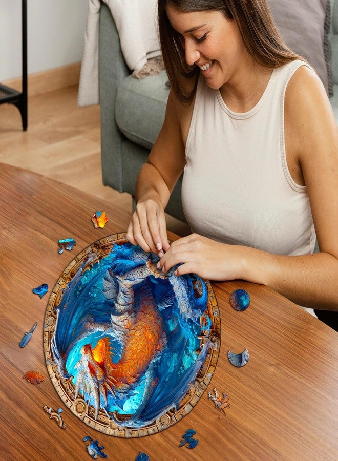 Purdicra Wooden Jigsaw Puzzles, Elements Water Dragon Wooden Puzzles for Adults with Unique Shape, Adult Jigsaw Puzzle, Birthday Gifts for Adults, 13.4"x13.3"-265pcs - Image 5