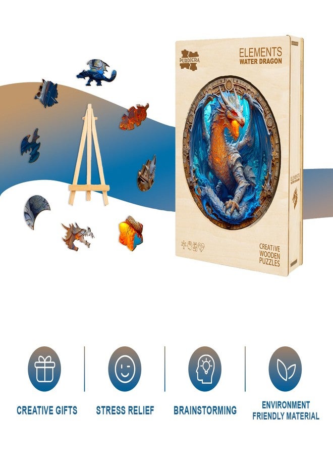 Purdicra Wooden Jigsaw Puzzles, Elements Water Dragon Wooden Puzzles for Adults with Unique Shape, Adult Jigsaw Puzzle, Birthday Gifts for Adults, 13.4"x13.3"-265pcs - Image 4