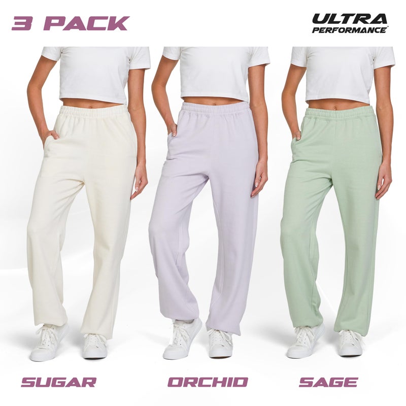 Ultra Performance Womens Joggers Wide Leg 3 Pack Sweatpants Womenâ€™s Active Joggerâ€™s Baggy Cinch Bottoms Sweat Pants for Women - Image 2