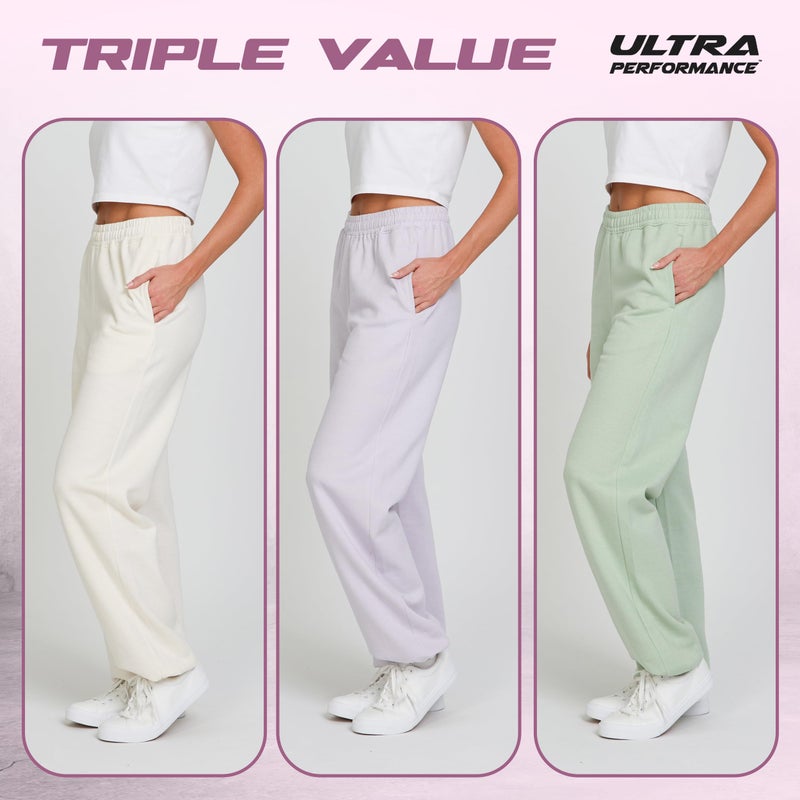 Ultra Performance Womens Joggers Wide Leg 3 Pack Sweatpants Womenâ€™s Active Joggerâ€™s Baggy Cinch Bottoms Sweat Pants for Women - Image 5
