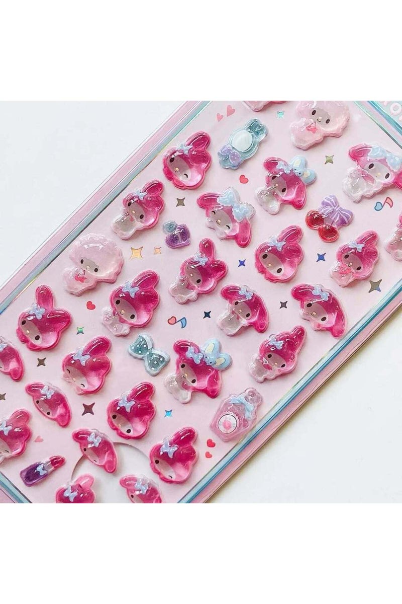 B Cinnamoroll Kuromi My Melody Pompom Purin 3d Resin Stickers Set Anime Themed Diy Scrapbooking Dec.