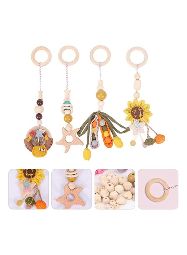 SYOSI 4PCS Baby Hanging Toy, Wooden Baby RattlesTeether Toys, Sensory Toys for Infants and Young Children, Play Gym Frame Activity Gym Hanging Bar Baby Toy, Appease Soothing Wind Chimes Toy - Image 3