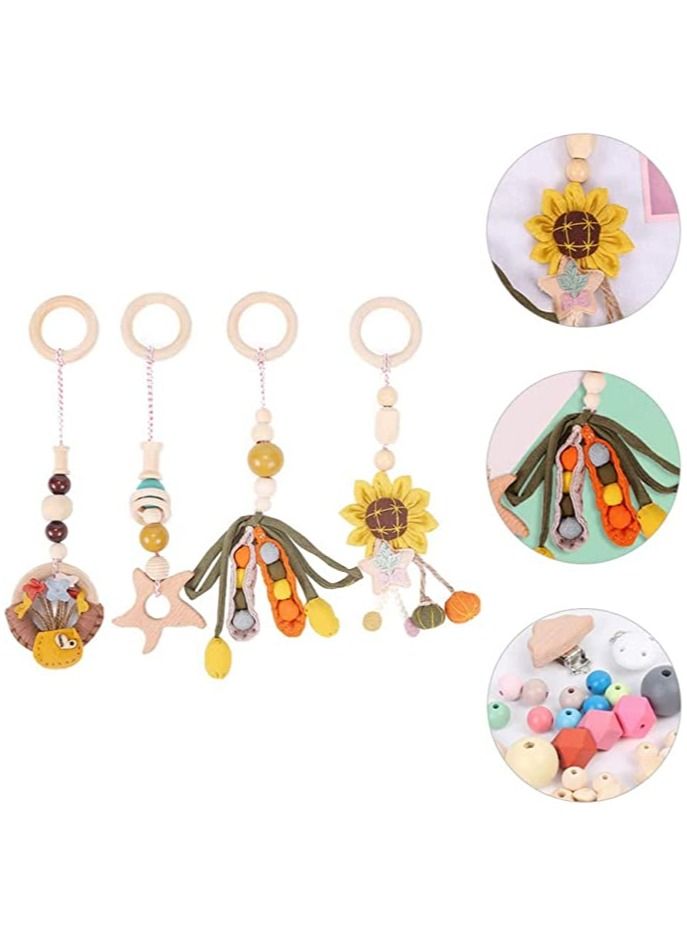 SYOSI 4PCS Baby Hanging Toy, Wooden Baby RattlesTeether Toys, Sensory Toys for Infants and Young Children, Play Gym Frame Activity Gym Hanging Bar Baby Toy, Appease Soothing Wind Chimes Toy - Image 4