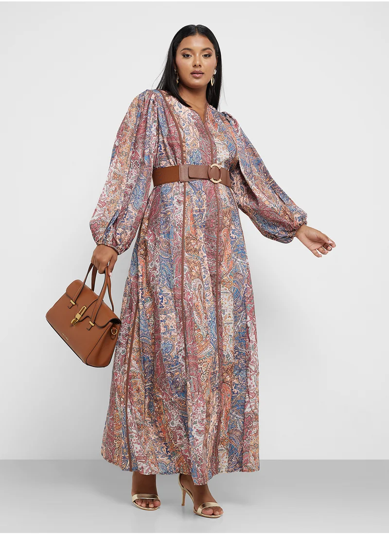 Khizana Plus Size Printed A-Line Dress