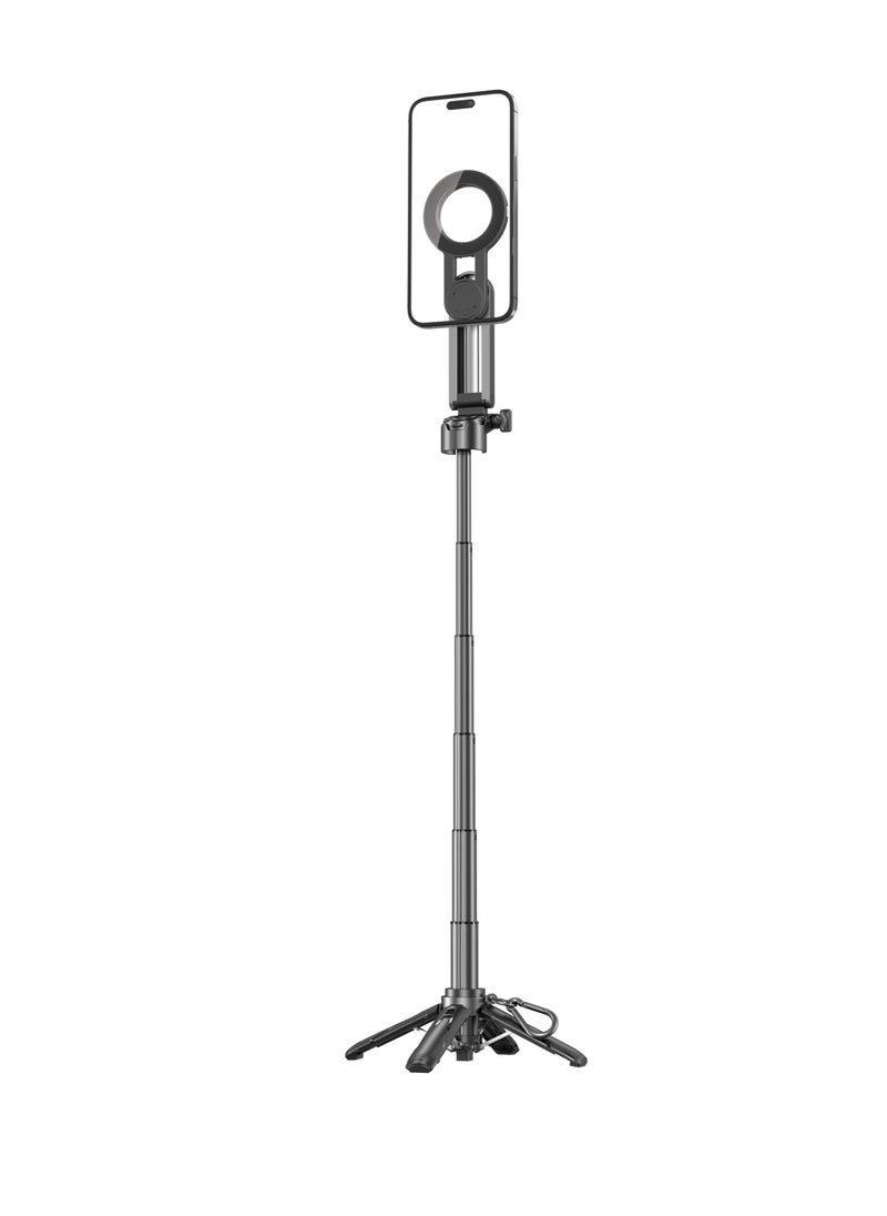 porodo Quad-Base Selfie Stick with 47.5cm Height and Wireless Shutter / 360° Multi-Angle Rotation / Stable Quad-Base / Tripod and Remote control / Android 8+, iOS 4+  Compatible - Black  - Image 5