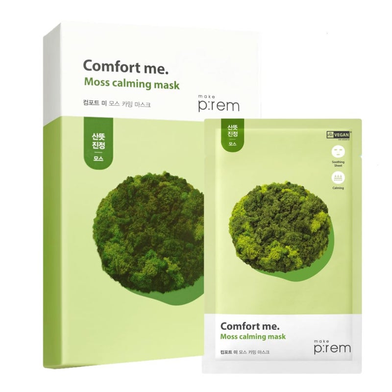 MAKEP:REM MAKE PREM Comfort Me Moss Calming Mask Korean Facial Sheet Mask EWG Green Soothing  Hydrating Face Mask EVE VEGAN 28ml 094 FlOz x 10EA