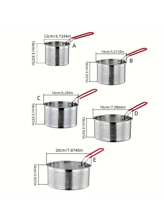 Stainless Steel Frying Basket With Detachable Handle Portable Kitchen Strainer For French Fries Model E Durable Cooking Tool - Image 3
