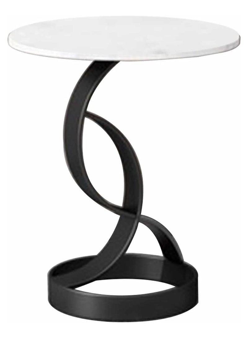 DubaiGallery Sofa Side End Table, Light Luxury Side Table Simple Corner Table Bedside Cabinet Metal Frame C Shaped Table for Sofa Bed Living Room Bedroom - Image 1