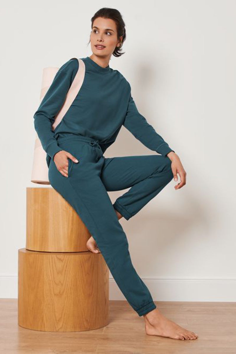 Tchibo Women Regular Fit Side Pocket Jogger Pants, Teal Green  - Image 1
