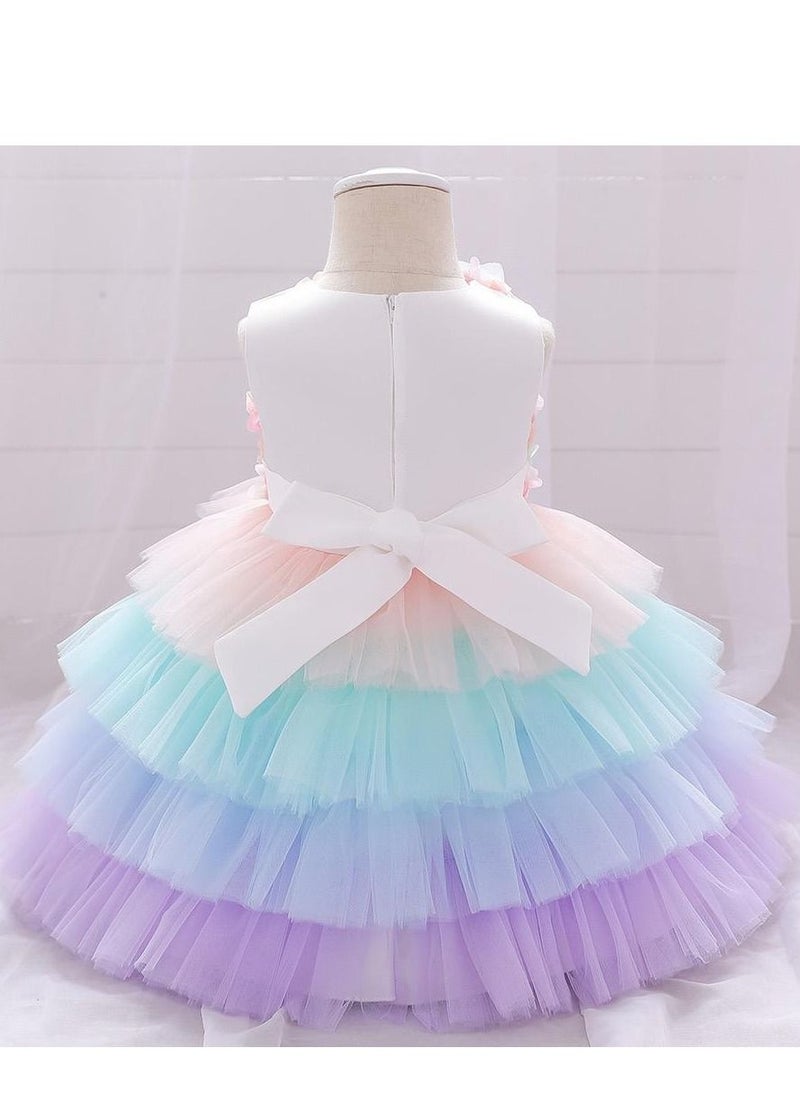 Best Gift Fashion - Floral Gown Kids Party Dress Clothes Multicolour - Image 1