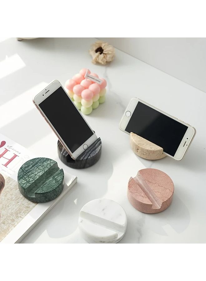 White Marble Phone Stand Waterproof Natural Stone Desktop Holder for Home and Office Decor - Image 1