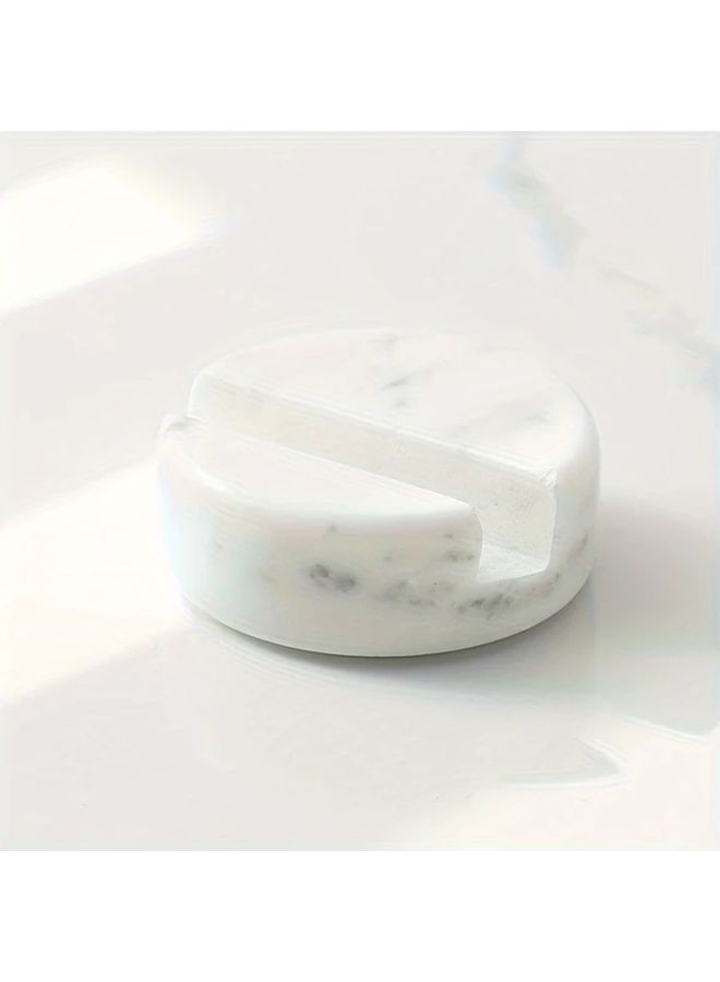 White Marble Phone Stand Waterproof Natural Stone Desktop Holder for Home and Office Decor - Image 4