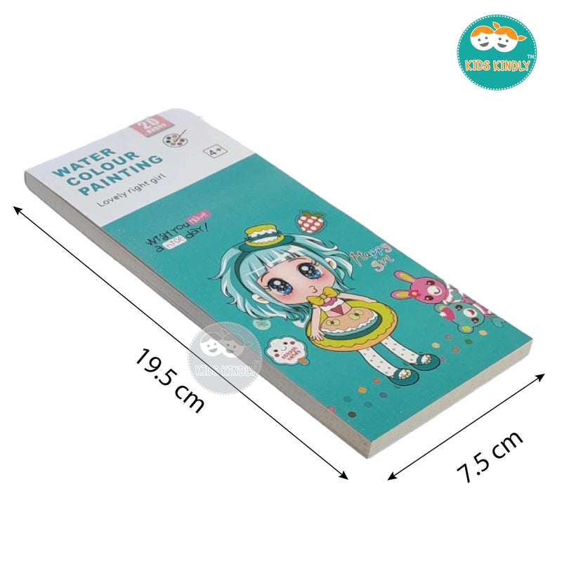 KIDS KINDLY Watercolour Painting Notebook for Kids 20 Pages & 1 Paint Brush - Lovely Girl, Bookmark Colouring Set, Drawing Activity Kit, Birthday Return Gifts for Boys & Girls, Multicolour, 4+ Years - Image 3